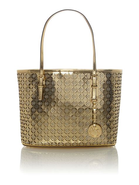 michael kors tasche white gold perforate